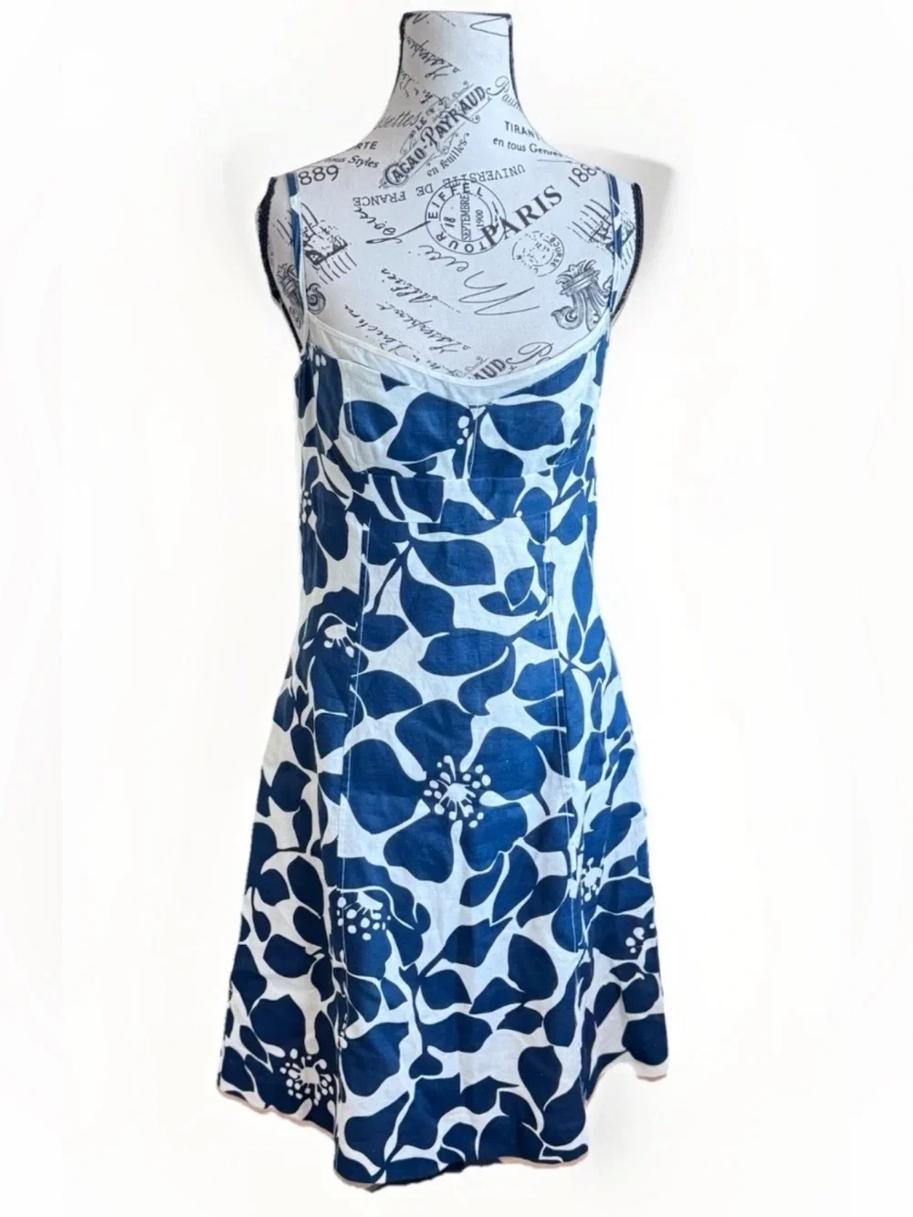 j crew hawaiian navy floral linen strappy summer dress women’s size 4